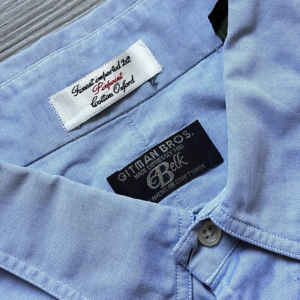 Vintage Gitman Bros Pinpoint Oxford Shirt Mens 17.5 34 Blue 2x2 Made In USA - Picture 3 of 7